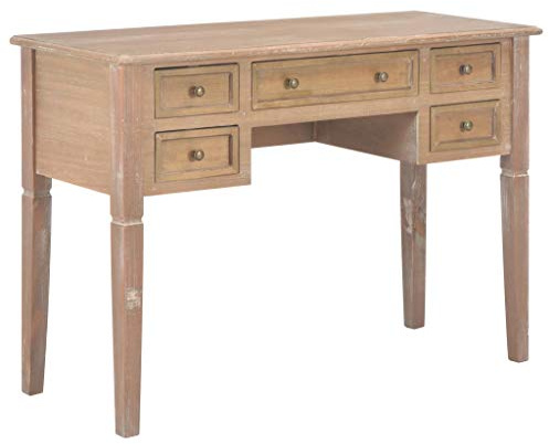 vidaXL Holz Schreibtisch mit 5 Schubladen Computertisch Arbeitstisch Bürotisch Laptoptisch PC Tisch Holztisch Büromöbel Braun 109,5x45x77,5 cm