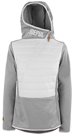 Idealer Pulverschnee IDEPUL Hybridjacke Damen mit Kapuze, Hybridpullover in Grau & Schwarz