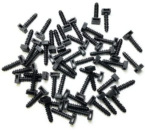 Black Cable Tie Masonry Screw Mounts - Up to 9mm Cable Ties, Premium Fixing Plug (50)