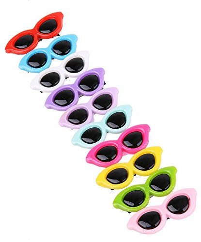 PULABO 10 Stücke Kunststoff Haustier Katze Hund Kleine Welpen Sonnenbrille Geformte Haarspangen Kopfschmuck Pflege Haarnadel Mischfarbe Kopfschmuck Haarschmuck (01) Bequem Und Praktisch langlebig