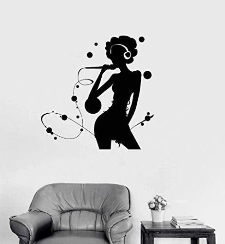 Etiqueta De La Pared Desmontable Decoración Del Hogar Calcomanía De Karaoke Silueta Mujer Cantante De Música Pop Etiqueta De La Pared Arte Mural Cartel 42 * 42Cm
