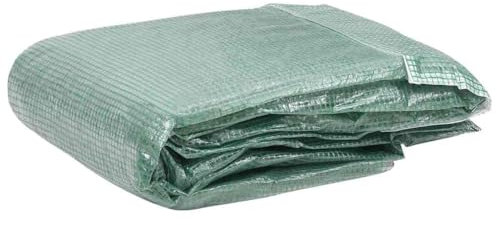vidaXL Cubierta de Repuesto de Invernadero, Cubierta con Ventanas Puerta, Tela para Plantas de Invernadero, Verde 13,5 m² 300x450x200 cm
