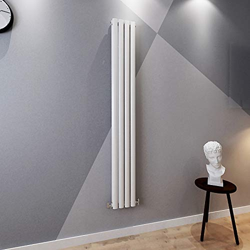 Acezanble∣White Radiators Double Oval Column Panels Vertical 1800mm Tall Radiator Centre Heating for Bathroom Kitchen Living Room Small Large Average