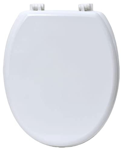 TIENDA EURASIA® Tapa de WC Universal - Color Liso - Tapa Fabricada en MDF con Bisagras de Plastico - Medida 43,5 x 37,5 cm (4101100 - Blanco)