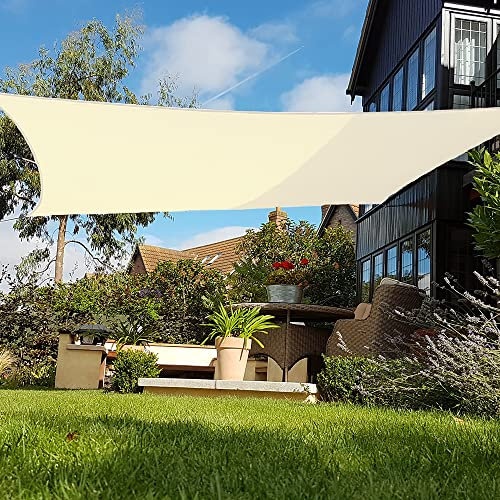 Green Bay Sun Shade Sail Outdoor Garden Patio Party Sunscreen Awning Canopy 98% UV Block Square Cream With Free Rope(3x3m)