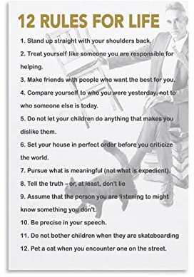 Jordan Peterson 12 Rules for Life Success Positive inspirierende Zitate Poster dekorative Leinwand Wandkunst Wohnzimmer Schlafzimmer Gemälde 40 x 60 cm