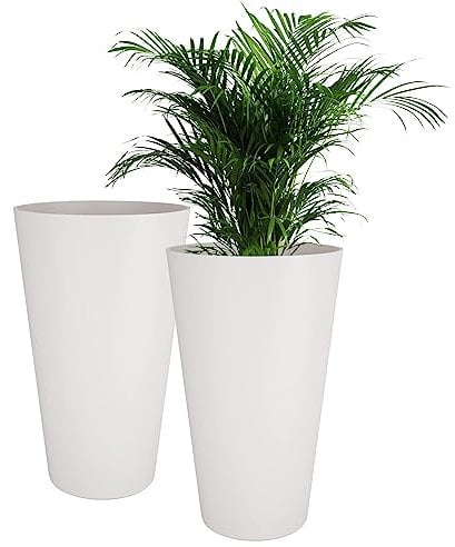 ActivoTex Vaso Alto da Esterno. Vasi da Esterno Grandi Esterno e Terrazza. 30 cm (2 unità) Fioriere in Plastica Cachepot Interno plastica Vasi Fioriere