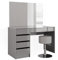 Vicco Schminktisch Sherry, Kosmetiktisch mit Spiegel, Grau Hochglanz, 120 cm mit Hocker