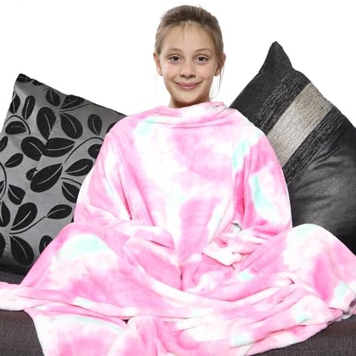 A2Z Unisex Girls Boys Wearable Blanket With Sleeves Super Soft - TV Blkt T.D Pink Kids