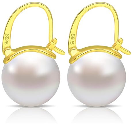 Huge Tomato Perlenohrringe, Perle Tropfen Ohrringe, 12mm elegante große Perlenohrringe Silber 925 14K Gold überzogene Schließe für Frauen Mode, Creole für Geschenk