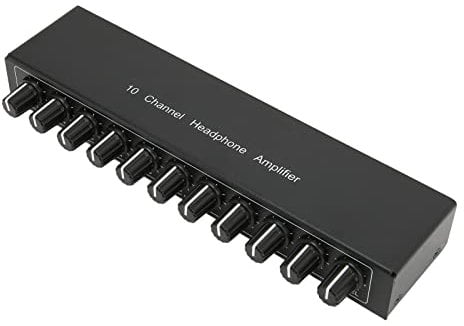 Kopfhörerverstärker, 1 In 10 Kanal Stereo Audioverstärker, AUX Mini Klinkenstecker, 3,5 mm Eingang, Kompatible 3,5 mm und 6,35 mm Kopfhörer, Mini Kopfhörer Splitter für Studio und Bühne(EU)