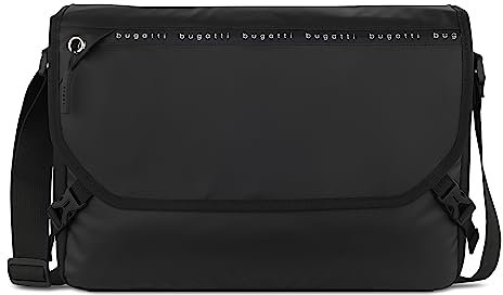 bugatti Blanc DeLight Messenger Bag 15 Zoll, Arbeitsstasche aus Tarpaulin & Nylon, schwarz