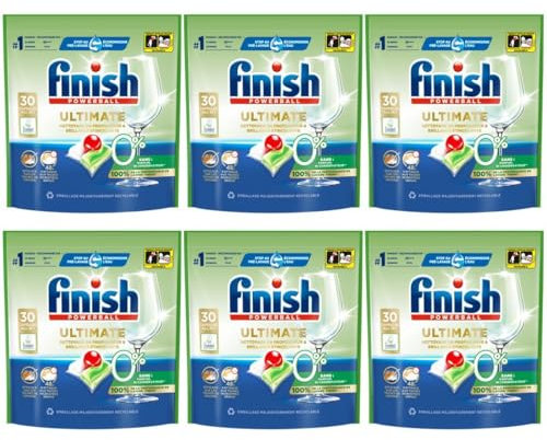 Finish Ultimate Spülmaschinen-Kapseln, 0 %, 6 Packungen mit je 30 Kapseln