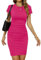 Missufe Robe d'été moulante à manches courtes pour femme - Robe crayon moulante - Longueur genou, Rose, M