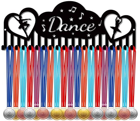 CREATCABIN Porta Medaglie da Ginnastica Espositore Porta Medaglie da Danza Appendiabiti Sportivo in Metallo Premi Supporto in Ferro Decor con 20 Gancio per Parete Badge Casa Gara Ginnastica 40x14.5cm