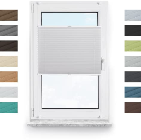 Tom'Shop Plissee nach maß, Plissee Klemmfix ohne Bohren, Sonnenschutz Plisseerollo Jalousie Lichtdurchlässig und Blickdicht, Premium Plissee für Fenster & Tür (Höhe 150-240cm)