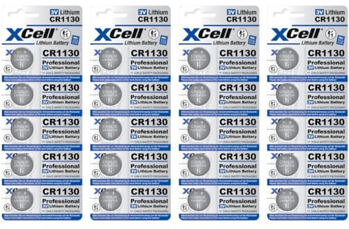 20 piles bouton au lithium CR1130 (4 x 5 blisters)