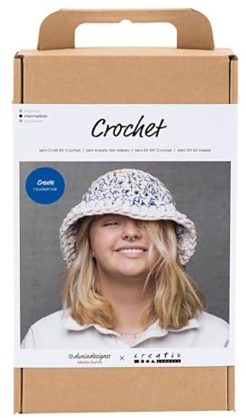 Creativ Häkelnadel-Set, blau, natürlich, hell, gelb, Chunky Bucket Hat, 1 Packung