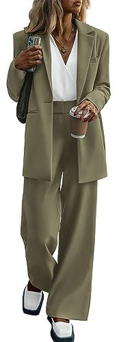 Hosenanzug Damen Elegant Business Anzug Set 2-teilig, Einfarbig Slimfit Festlich Blazer Weite Bein Hose Zweiteiler Sportlich Hosenanzug Modern Casual Gestreifte Einfarbig Sportlich Streetwear