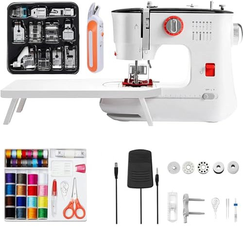 Dekaim FLSM-519 Nähmaschine, Elektrische Nähmaschine für Anfänger und Kinder, 12 Stichprogrammen, Freiarm, Nählicht & elektrischem Fußanlasser (EU Plug) (Nähmaschine+Nähzubehör)