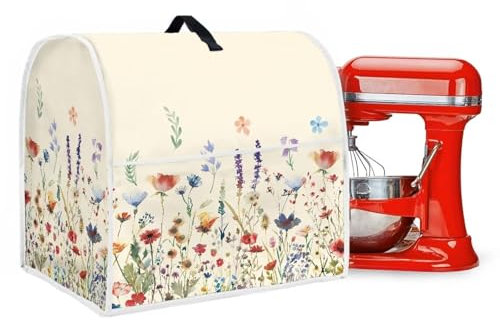 Uorisanigo Kitchen Aid Mixer Covers for Stand Mixer 4.5-5 qt Small Appliance Dust Cover with Pockets Floral Stand Mixer Cover Kitchen Mixer Parts & Accessories Decorative Protector