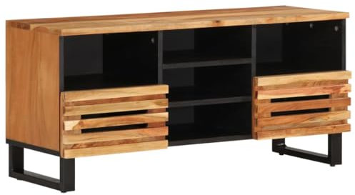 vidaXL Meuble TV 100x34x46 cm Bois d'acacia Massif, Banc TV, Meuble HiFi, Console TV, Buffet TV, Meuble multimédia, Meuble de Divertissement TV