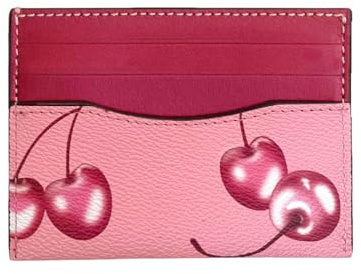 Youbus Slim Card Case Leather Credit Card Holder with Cherry Print