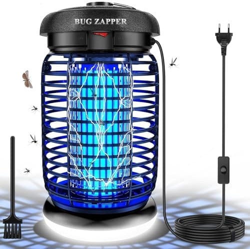 WUEAOA Lampe Anti Moustique - câble de 3 mètres, Lampe Anti Mouche 4200V 15W UV Tueur d'Insectes Électrique Anti Insectes Répulsif Efficace Portée 80-140m², Norme IPX4 pour Intérieur et Extérieur
