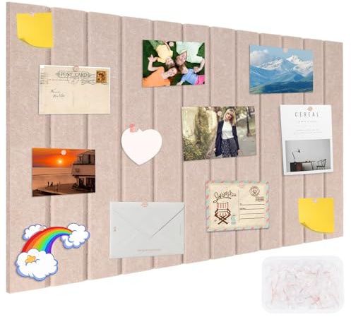 60x40cm Bulletin Board with 30 PCS Pins, 0.9cm Thick Felt Pin Board | Notice Pin Board with Self-Adhesive Tape, Decorative Felt Bulletin Board for Home Office School Walls