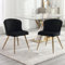 Ya-Home Esszimmerstühle 2er Set aus Samt, Moderne Küchenstuhl mit geschwungener Rückenlehne Polsterstuhl goldenen Metallbeinen für Küche/Wohnzimmer, Schwarz