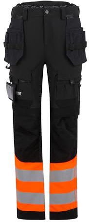 Regatta Professional Unisex Adult High-Vis Work Trousers (34S) (Black/Orange)