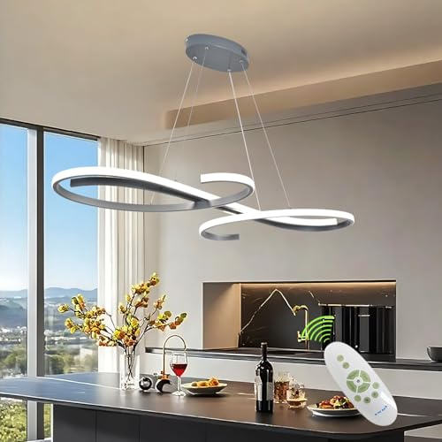Moderne LED Pendelleuchte Esstisch L100cm Esszimmerlampe Dimmbar Küchenlampe Dimmbar Hängelampe LED Hangend 54W Linear Design Pendellampe für Küche