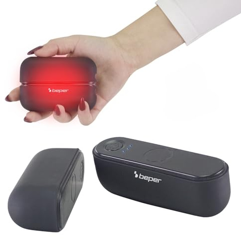 BEPER P203TFO050 Uppladdningsbar magnetisk handvärmare, bärbar handvärmare med 3 värmenivåer, dubbel användning (gemensam eller separat), 7 timmars batteritid, USB-C-laddning