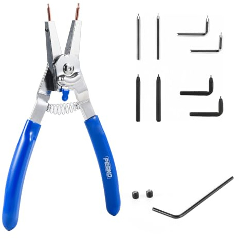 PESIKO 8-Inch Snap Ring Plier Internal/External with Interchangeable Tips