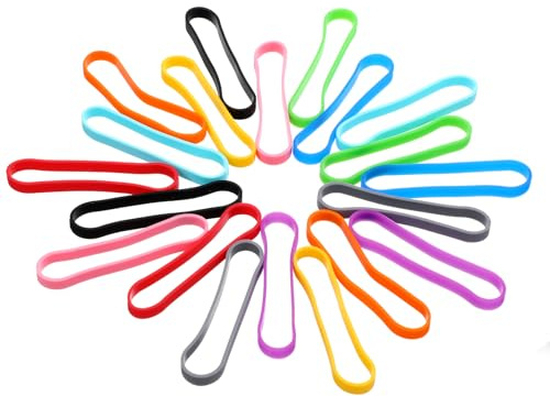 Mabor 30 Pcs Colorful Silicone Bands, High Elasticity Rubber Bands | Multi-Color Stretch Straps for Books Wraps Office Home Organization