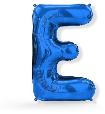 FUNXGO XXL Folienballon Buchstabe E Blau ca. 100cm - Riesen Alphabet Ballon - Helium oder Luftfüllung - Ideal für Geburtstag, Hochzeit, Jubiläum, Party Deko & JGA - Ballon E Blau