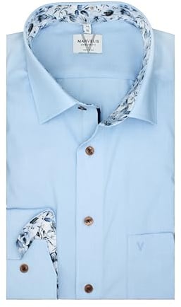 Marvelis Modern Fit Herren Hemd | Extra Langer Arm 69 cm | Bleu | Mit Brusttasche | Bügelfrei, 100% Baumwolle | New Kent Kragen Gr. 43