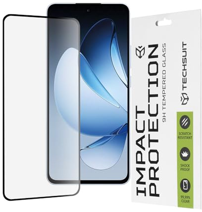 Techsuit Displayschutzfolie für Oppo Reno13 Gehärtetes Glas mit 9H Härte, Vollständige Abdeckung, Stoßschutz, Oleophobe Beschichtung, Anti Fingerabdruck, Blasenfrei, 111D Full Glue