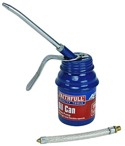 Faithfull FAIOC125 Oil Can 125ml (1/4pint) Pistol Type includes rigid and flexible spouts