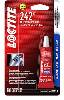 Loctite 37418 242 Blue Medium Strength Threadlocker Tube, 6-milliliter