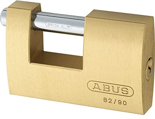 ABUS Candado de latón 82/90 - Candado monobloque para rejas enrollables, máquinas expendedoras, contenedores y mucho más. - Cerrojo de acero templado - Nivel de seguridad 7