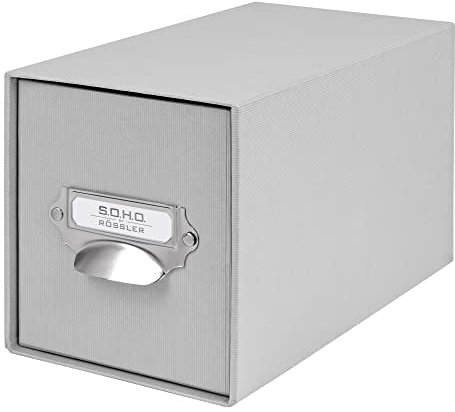 Rössler SOHO CD-Schubladenbox | Schubladen-Aufbewahrungsbox | Organizer mit Schublade | Storage Box | Aufbewahrung & Organisation | (BxHxT): 143 x 158 x 261 mm | 1 Stück | Farbe: Grau | Stone