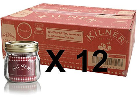 Kilner Set of 12 250ml Screw Top Glass Storage Jars, 0.25 Litre