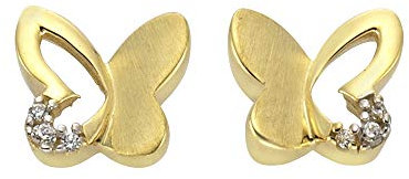 Zeeme for Kids Kinder Ohrringe 333/- Gold 0,6cm Bicolor Zirkonia mehrfarbig 371320726