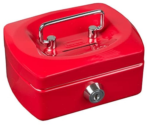 Idena 50032 - Geldkassette Mini, Größe 125 x 95 x 60 mm, Farbe Rot, 1 Stück