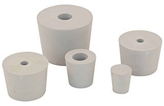 Gummistopfen mit Loch für Gärröhrchen | grau Ø 25-31mm mit 17mm Bohrung (1 Stück)