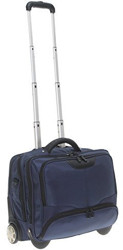 Dermata Business Piloten Trolley 3tlg. Set 3456NY Blau + Ledermäppchen | Polstertasche Laptop 17 Zoll 41 cm x 29 cm Handgepäck Uni Overnight Geschäftsreise Flug Zug Trolly