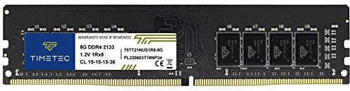 Timetec 8GB DDR4 2133MHz PC4-17000 No ECC Sin búfer 1.2V CL15 1Rx8 Rango único 288 Pin UDIMM Computadora de Escritorio Memoria RAM Módulo Actualización