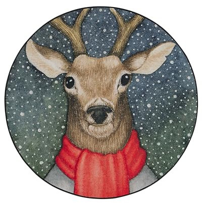 Teppich Weihnachtsmotiv Tiermotiv mit Tierkopf rund 140 cm Eregli