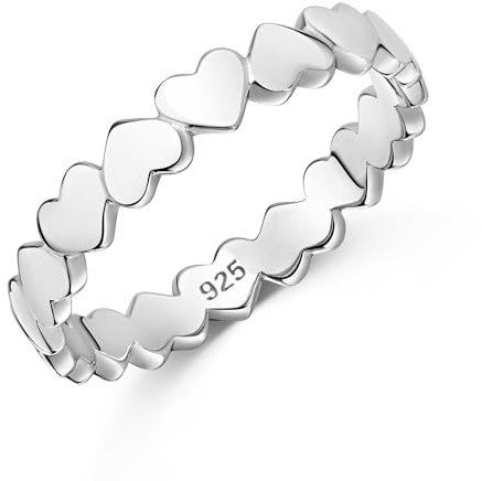 MATERIA Herz Ring 925 Sterling Silber - Liebe Schmuck Ring Damen Kinder Größe 51 16.2 mm mit Geschenk-Box SR-74-Gr.51